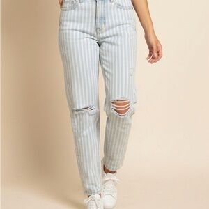 American Eagle Outfitters Blue and White Striped Jeans